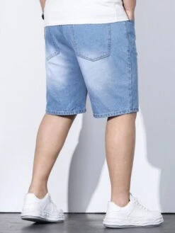 Men Slant Pocket Bermuda Denim Shorts