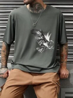 Men Eagle Print Tee -Man Plus Fashion 1672110139cd0c2b6a15972339196660861a2124b5 thumbnail 405x552