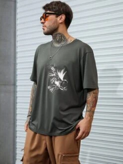 Men Eagle Print Tee -Man Plus Fashion 167211014973be70cc6687de42434eb274dea83fca thumbnail 405x552