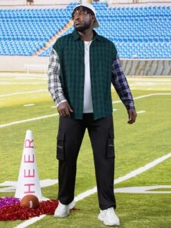 SHEIN Men Letter & Plaid Print Drop Shoulder Shirt -Man Plus Fashion 1672282293f94d7f24163d592cb3547d8f47ddeab9 thumbnail 405x552