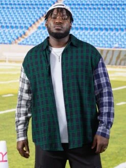 SHEIN Men Letter & Plaid Print Drop Shoulder Shirt -Man Plus Fashion 167228229807eb96ab7f49030d959d1b1559c98b65 thumbnail 405x552