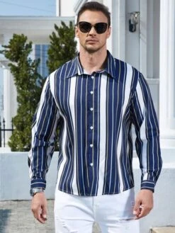 Men Vertical Striped Button Up Shirt -Man Plus Fashion 167273940999b6d1f89d2ef998ed27bc1eb81c9133 thumbnail 405x552