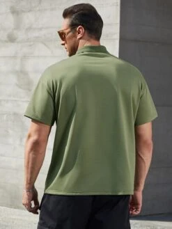 Men Letter Graphic Colorblock Polo Shirt