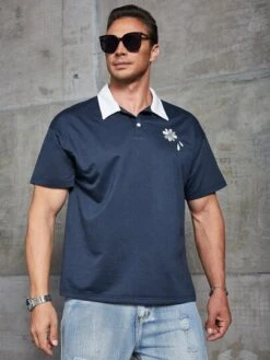 Men Floral Print Contrast Collar Polo Shirt -Man Plus Fashion 16729914698e2815a9880dcc24d090bdbbc680346d thumbnail 405x552