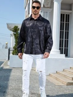 Men Paisley Jacquard Shirt -Man Plus Fashion 167322905316358732db0f72d7c2f1b0a7057e4e57 thumbnail 405x552