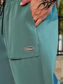 Men Letter Patched Detail Drawstring Waist Pants -Man Plus Fashion 1673321770bb7592cc9d8f362ce3c8eed9fd65ba41 thumbnail 405x552