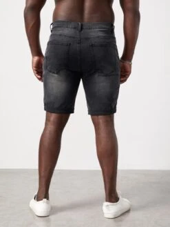 SHEIN Men Cat Whisker Washed Denim Shorts
