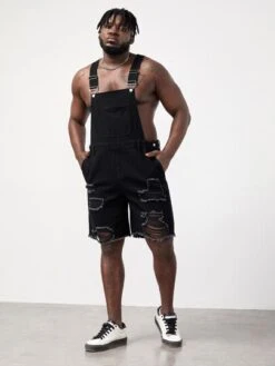 SHEIN Men Ripped Raw Cut Overall Denim Romper -Man Plus Fashion 16736570665b11c0626765e4e86f4f922e06252fe3 thumbnail 405x552