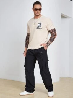 Manfinity Homme Men Drawstring Waist Flap Pocket Cargo Pants -Man Plus Fashion 167366254146ec1f409aee449d11b080acd4b1f57d thumbnail 405x552