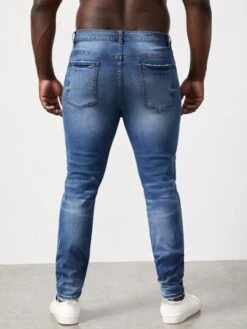 Manfinity Homme Men Cotton Slant Pocket Ripped Jeans