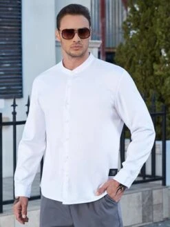 Men Letter Patched Detail Shirt -Man Plus Fashion 16751303292853b25bc5c0f1455f6dc6bda93941b3 thumbnail 405x552