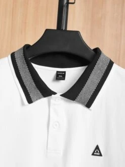 SHEIN Men Letter Patched Striped Trim Polo Shirt -Man Plus Fashion 1675243193f0548da7fdda5ec87d9f64274449141f thumbnail 405x552