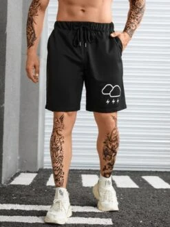 Men Cloud & Lightning Print Drawstring Waist Shorts -Man Plus Fashion 16758215718c112fa29c13e3c086558c7c53478f44 thumbnail 405x552