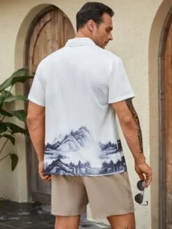Men Landscape Print Shirt