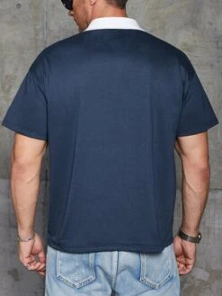 Men Floral Print Contrast Collar Polo Shirt