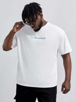 SHEIN Men Slogan Graphic Tee -Man Plus Fashion 1676520625e37c646d51c3718ab84b8b68ed280afc thumbnail 405x552