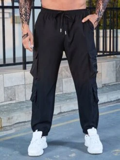 Men Flap Pocket Drawstring Waist Cargo Pants -Man Plus Fashion 16765373675a654db9589622844d491aeb53cb8e59 thumbnail 405x552