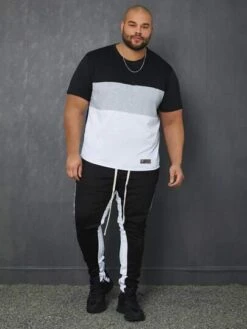 Men Color Block Patched Detail Tee -Man Plus Fashion 167661994323056f6b760253e269b7f8105fe981a0 thumbnail 405x552