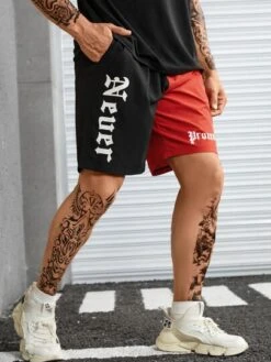 Men Letter Graphic Two Tone Drawstring Waist Shorts -Man Plus Fashion 1676803472967fd08213afb9c95a7b980b0f163a94 thumbnail 405x552