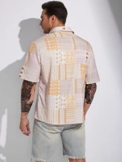 Men Patchwork Print Shirt