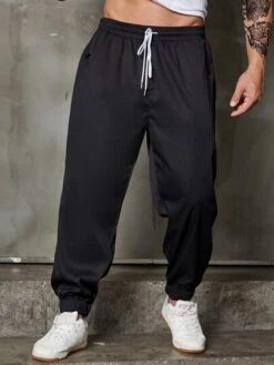 Manfinity Homme Men Drawstring Waist Slant Pocket Pants -Man Plus Fashion 16768629054571f2aee6d64f6a91be87d7414c8222 thumbnail 405x552