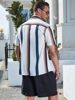 Men Striped Button Up Shirt