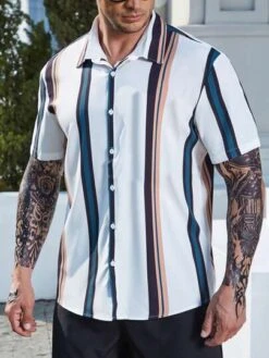 Men Striped Button Up Shirt -Man Plus Fashion 1676867876508db35bf752b09c012841d309ef46ea thumbnail 405x552