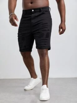 Manfinity LEGND Men Cotton Ripped Roll Up Hem Bermuda Denim Shorts -Man Plus Fashion 1676872753c30f75c4c8a96d74a33a906305bceb9f thumbnail 405x552