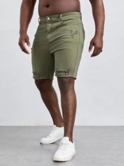 Manfinity LEGND Men Cotton Ripped Raw Hem Denim Shorts -Man Plus Fashion 16768727573bf083bb2ca9f17e2d1412b05fc8c6d0 thumbnail 405x552