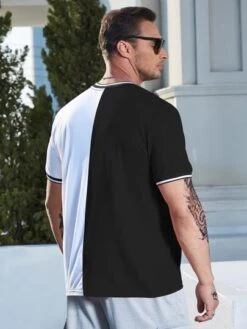 Manfinity Sporsity Men Letter Graphic Two Tone Tee