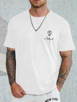 Manfinity Homme Men Floral & Letter Graphic Tee -Man Plus Fashion 167722416734556982bd7d4f5f1037e0150f90963b thumbnail 405x552