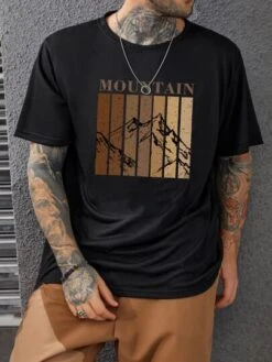 Manfinity Homme Men Letter & Mountain Print Tee -Man Plus Fashion 1677299888ef6ca8b3d70d09360dd50dc848db093e thumbnail 405x552