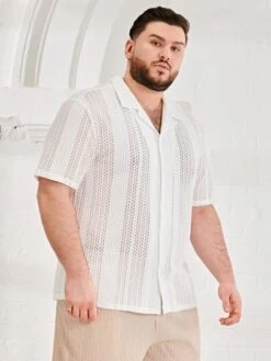 SHEIN Men Solid Hollow Out Shirt -Man Plus Fashion 16774913566f07885c40acf699458b9469f60650ea thumbnail 405x552