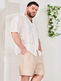 SHEIN Men Solid Hollow Out Shirt -Man Plus Fashion 1677491360bf2afe8835740304ca07079a622cf2bf thumbnail 405x552