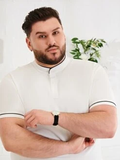 SHEIN Men Contrast Trim Polo Shirt -Man Plus Fashion 1677492024041c8b5208d3241b0381514547a799cc thumbnail 405x552