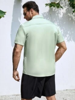 Men Solid Button Up Shirt Without Tee