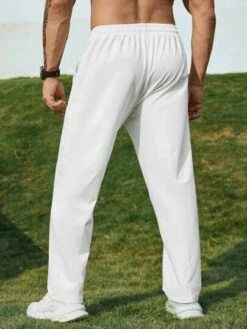 Men Letter Patched Drawstring Waist Pants