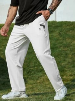 Men Letter Patched Drawstring Waist Pants -Man Plus Fashion 1678106340dca8bbf57bd473158eeb2a8f3bc3ed17 thumbnail 405x552