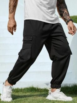 Men Flap Pocket Side Drawstring Waist Cargo Pants -Man Plus Fashion 1678107054125ff676a7e5317fbfd4bde5116c761a thumbnail 405x552