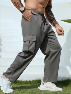 SHEIN Men Flap Pocket Side Drawstring Waist Cargo Pants -Man Plus Fashion 16781070803e6e079cb7417f53e19c8f0e876fc826 thumbnail 405x552