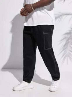Men Top-stitching Drawstring Waist Slant Pocket Pants -Man Plus Fashion 1678273486a6556ef9f1e829f1736b46404aa5eea8 thumbnail 405x552