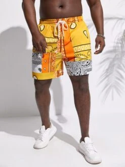Manfinity Chillmode Men Paisley Patchwork Print Drawstring Waist Shorts -Man Plus Fashion 16783268447a8f6648f617f4194707d21aad6f62c2 thumbnail 405x552