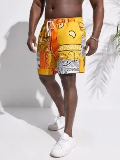 Manfinity Chillmode Men Paisley Patchwork Print Drawstring Waist Shorts -Man Plus Fashion 1678326846e62d5ec99192f26b01a8b272f7f36412 thumbnail 405x552