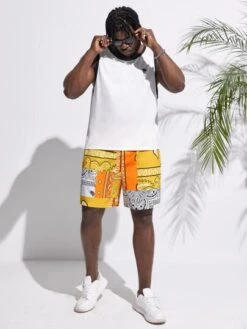 Manfinity Chillmode Men Paisley Patchwork Print Drawstring Waist Shorts -Man Plus Fashion 167832684809f7b812ddacde0054a860107bf55ea1 thumbnail 405x552