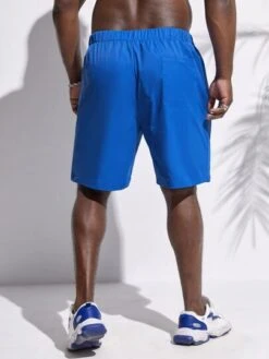 Men Letter Patched Detail Buckle Detail Shorts