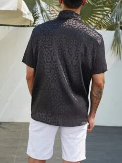 SHEIN Men Leopard Jacquard Shirt
