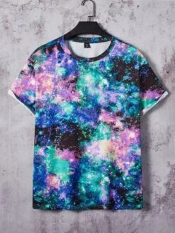 Manfinity LEGND Men Reflective Galaxy Print Tee -Man Plus Fashion 16786997968125b540f7b71a6fe93850f82ca73404 thumbnail 405x552
