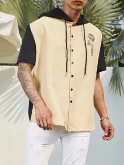 Manfinity Hypemode Men Floral Print Colorblock Drawstring Hooded Shirt -Man Plus Fashion 1678794098b59b904c35be5cef42605c541a49684b thumbnail 405x552