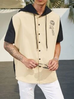 Manfinity Hypemode Men Floral Print Colorblock Drawstring Hooded Shirt -Man Plus Fashion 16787940998ff3083accc3da566fc651e0cd952b3c thumbnail 405x552