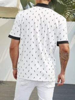 Manfinity Homme Men Allover Print Contrast Trim Polo Shirt